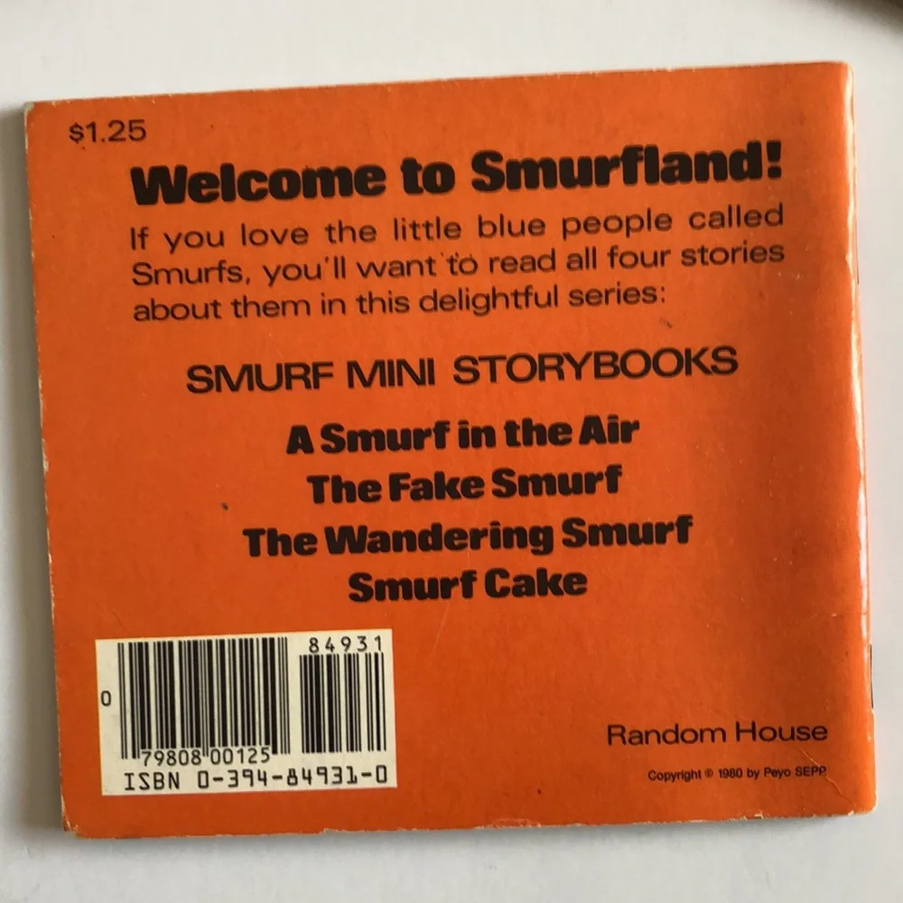 Smurf books 80s Vintage The Wandering Smurf Smurf Cake Book 1980s Vintage SMURFS